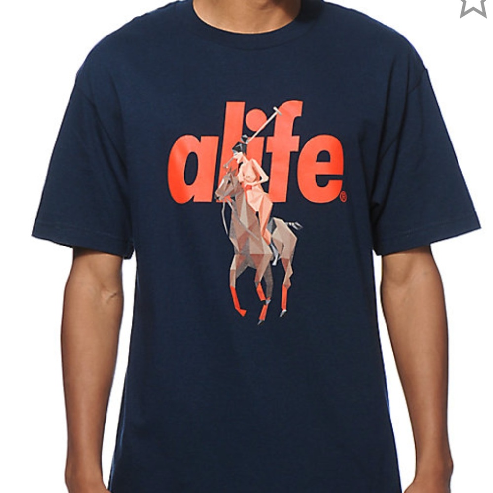 ALIFE BAREBACK T-SHIRT NAVY BLUE "NWT" ALIFE TEE